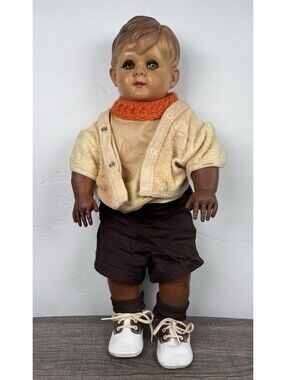 Vintage Creepy Horror Baby Doll Sleep Eyes Halloween Display Rubber Body 20”